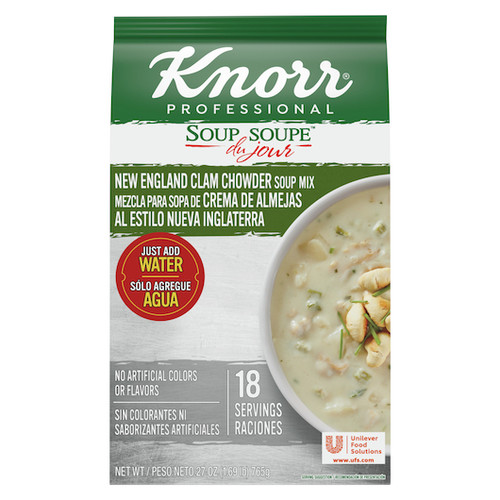 Knorr Professional Soup du Jour New England Clam Chowder Soup Mix, 27 ounce, 4 Per Case
